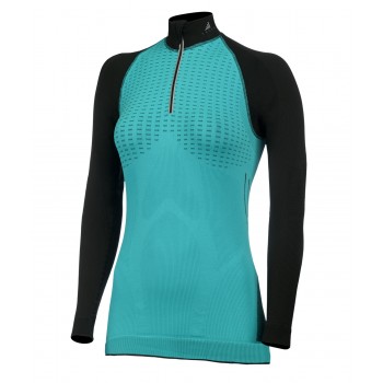 Powerful seamless thermo-shirt with long sleeves and a zipper